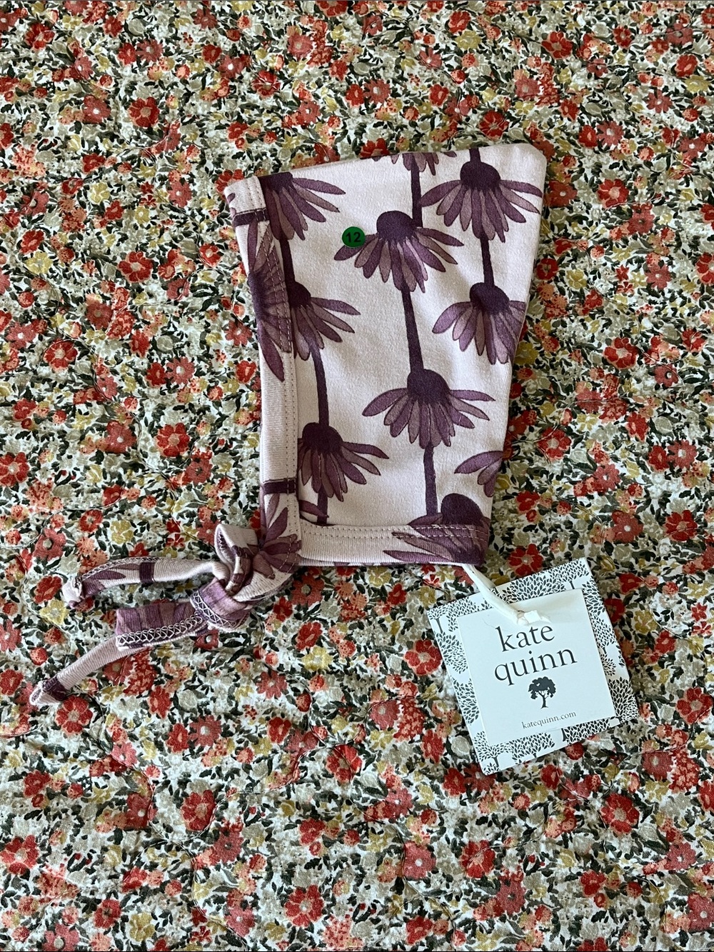 kate quinn Mauve and Purple Floral Baby Bonnet
